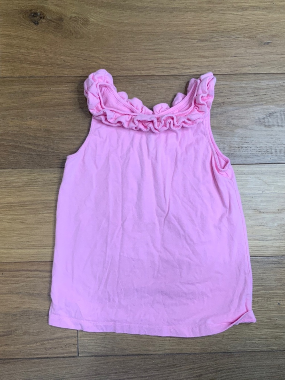 Janie and Jack Pink Sleeveless Top with Ruffle Neckline